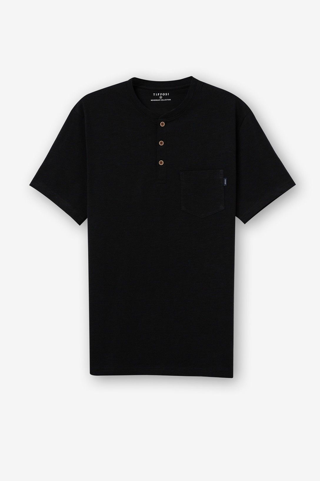 T-Shirt Brian uomo cotone nera - maglietta casual taschino manica corta