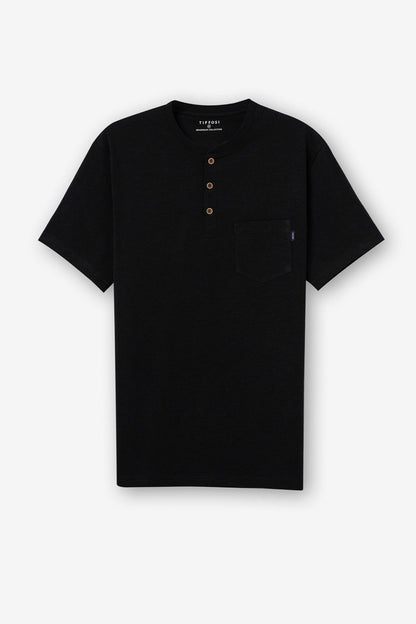 T-Shirt Brian uomo cotone nera - maglietta casual taschino manica corta