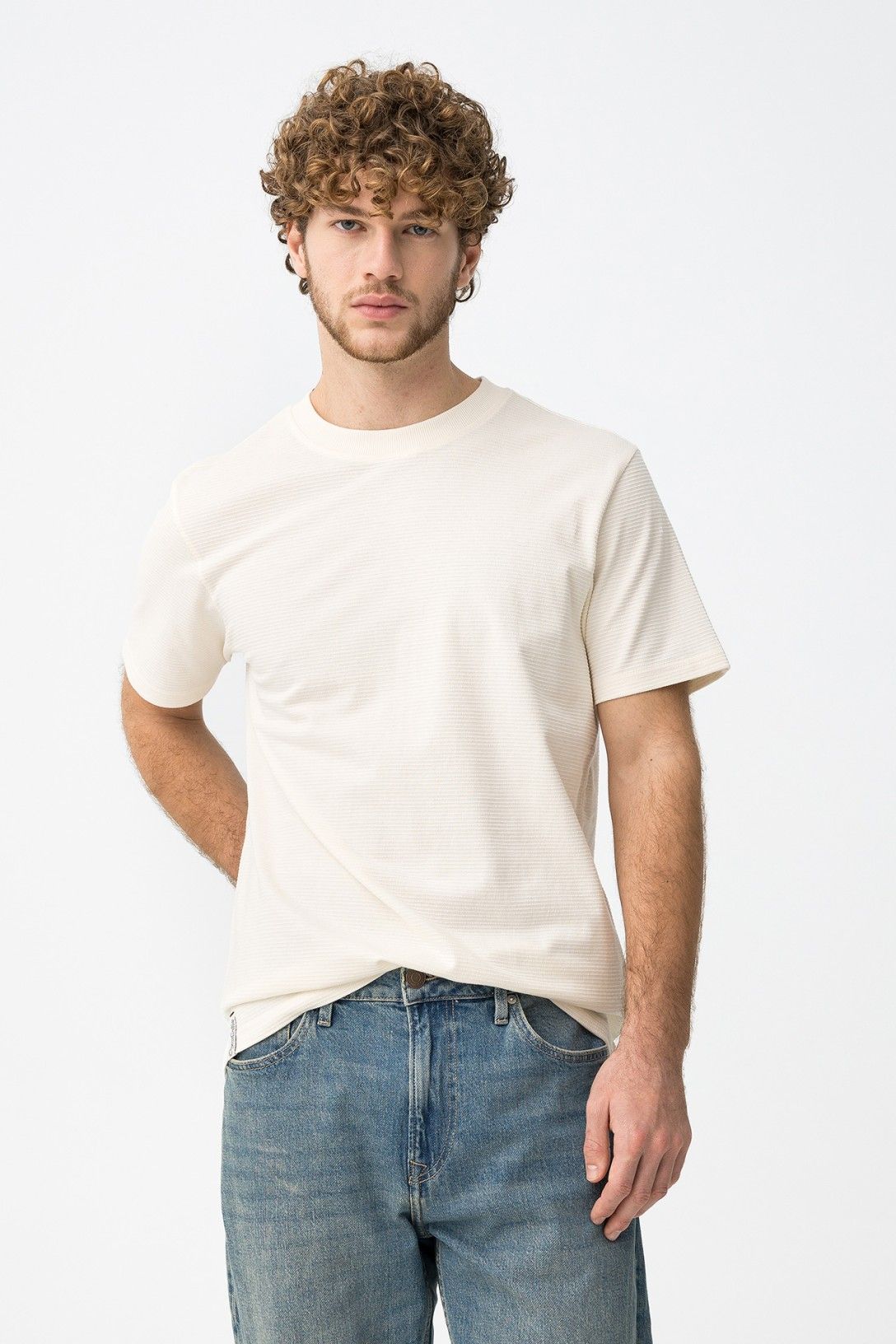  T-Shirt Bryan uomo 100% cotone - vista frontale maglietta micro fantasia righino