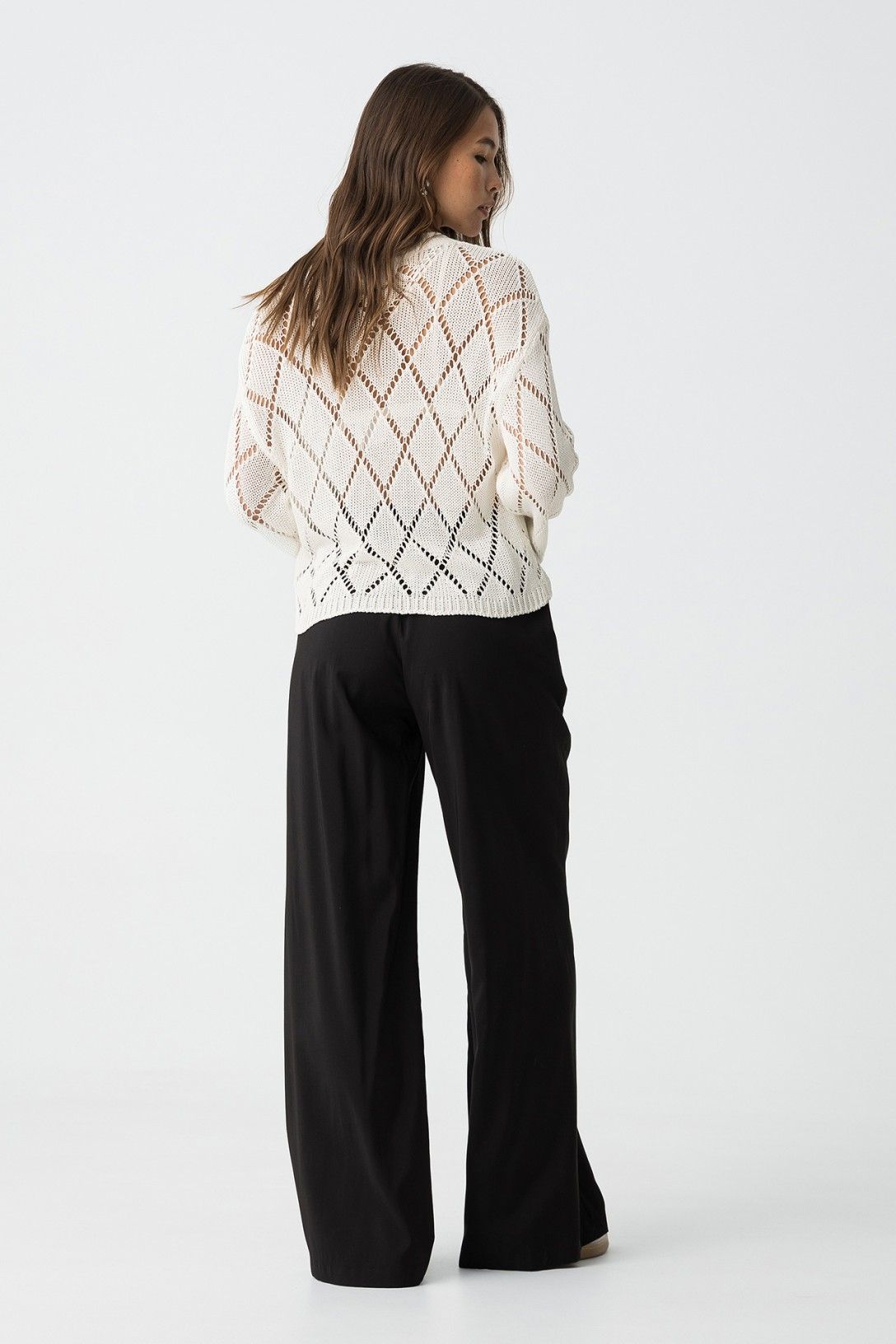 "Pantalone Palazzo Camelia Nero - Pantalone elegante a vita alta, perfetto per look formali e casual chic"