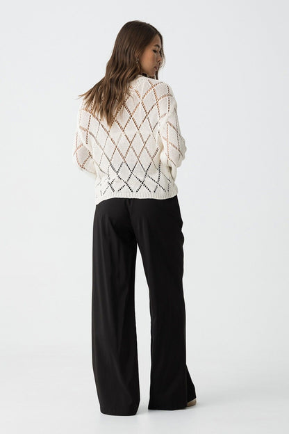"Pantalone Palazzo Camelia Nero - Pantalone elegante a vita alta, perfetto per look formali e casual chic"