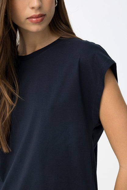 T-shirt donna Charlize manica corta cotone 100% - dettaglio manica corta con alette femminili