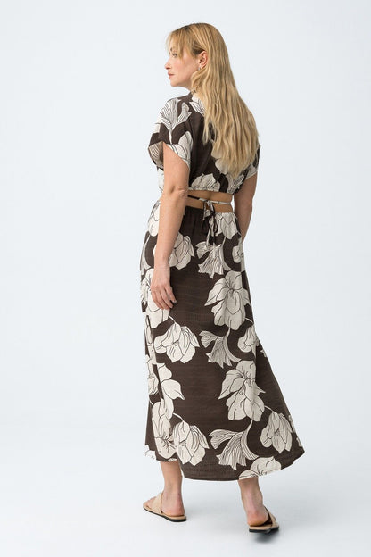 Abito donna viscosa Corneto  - indossato, lunghezza e vestibilità estate - vista posteriore