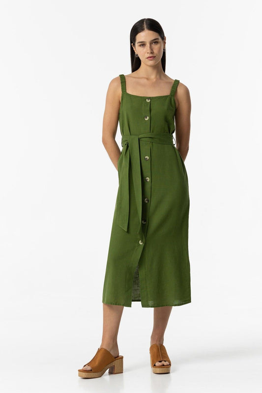 "Abito Crack verde e beige donna - vista frontale completa"