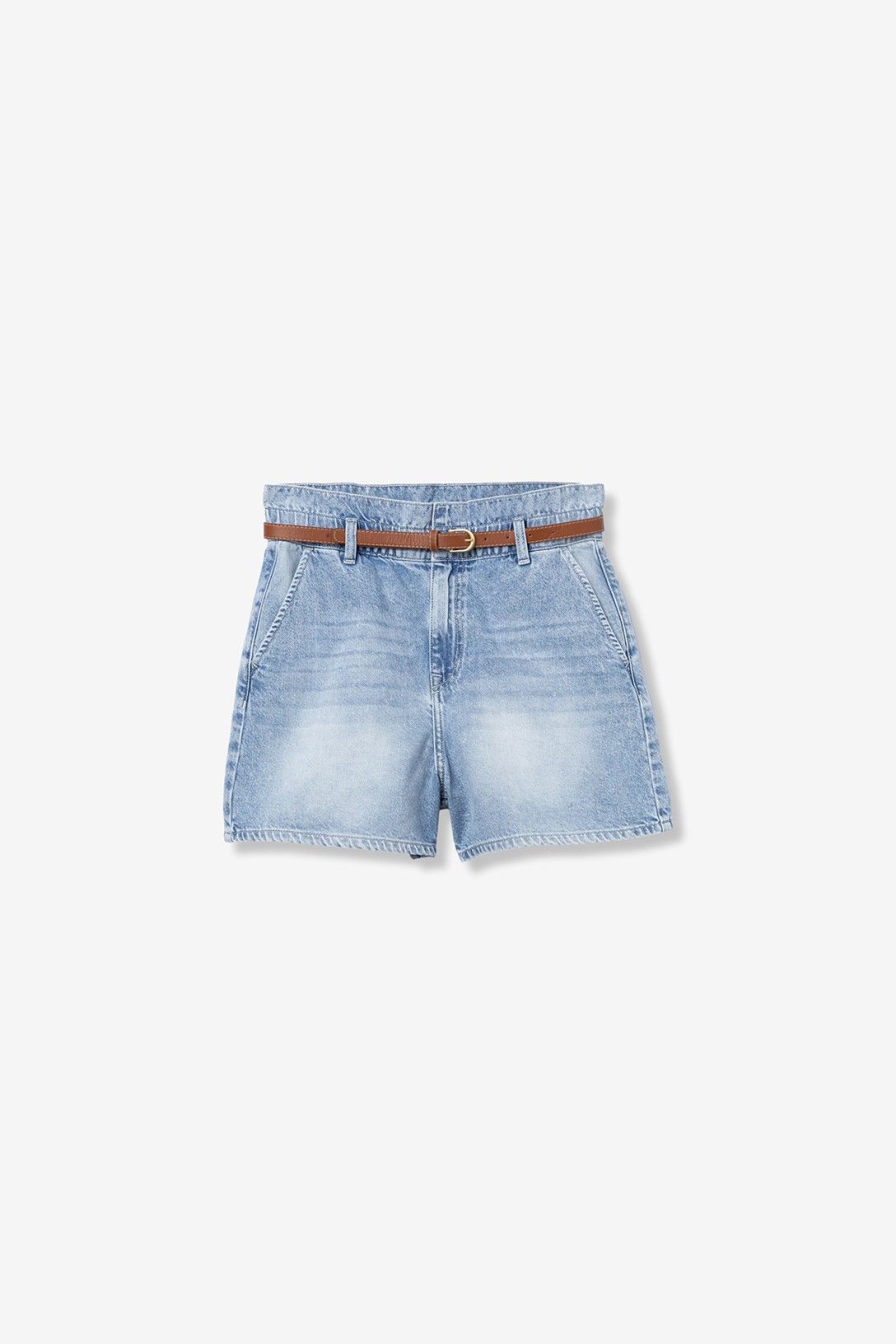 Dettaglio tessuto denim blu chiaro Shorts Jeans Dinah – 100% cotone, lavaggio fresco e contemporaneo
