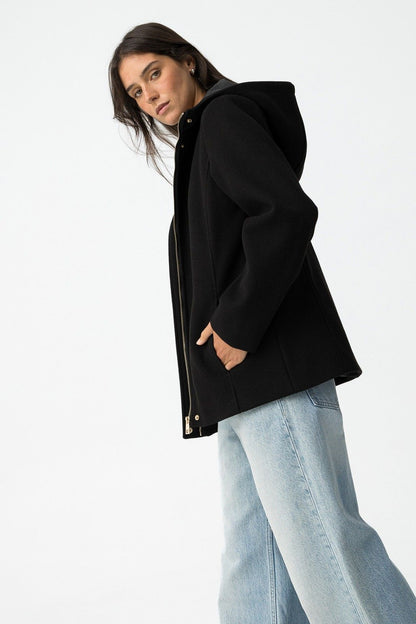 Cappotto Enny nero donna - vista laterale con vestibilità regolare