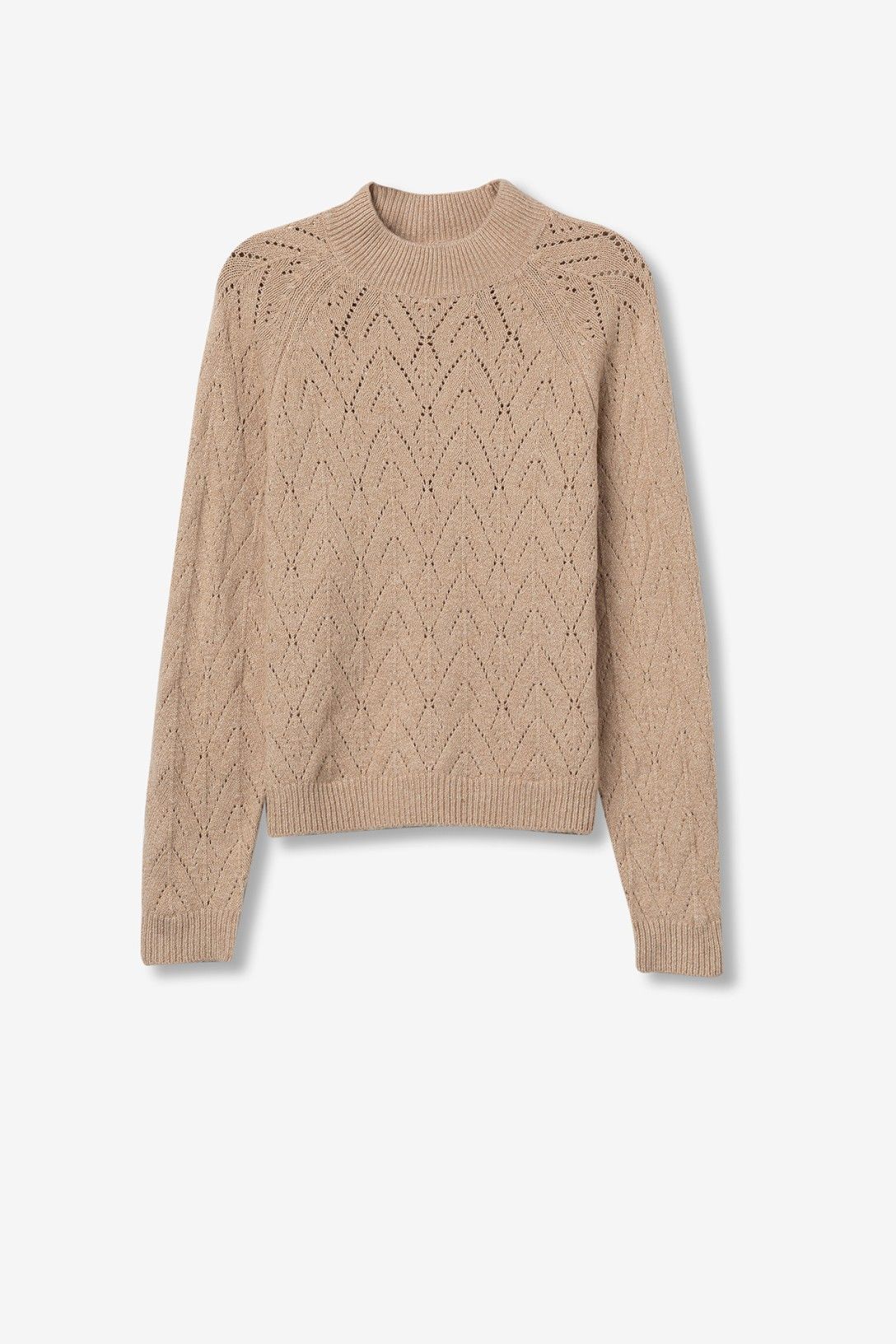 Maglione Donna Traforato Erato Beige Orange - Collo Alto Invernale