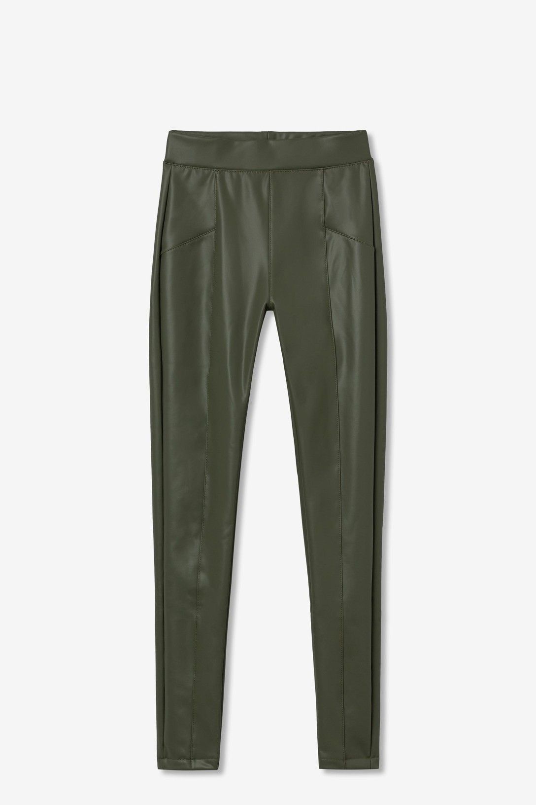 Pantaloni skinny donna in ecopelle verde Frarò, stile moderno Made in Italy