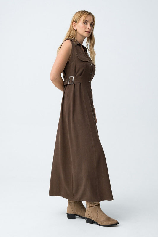 Vestito donna estate abito Favo Cioccolato - vista laterale senza maniche