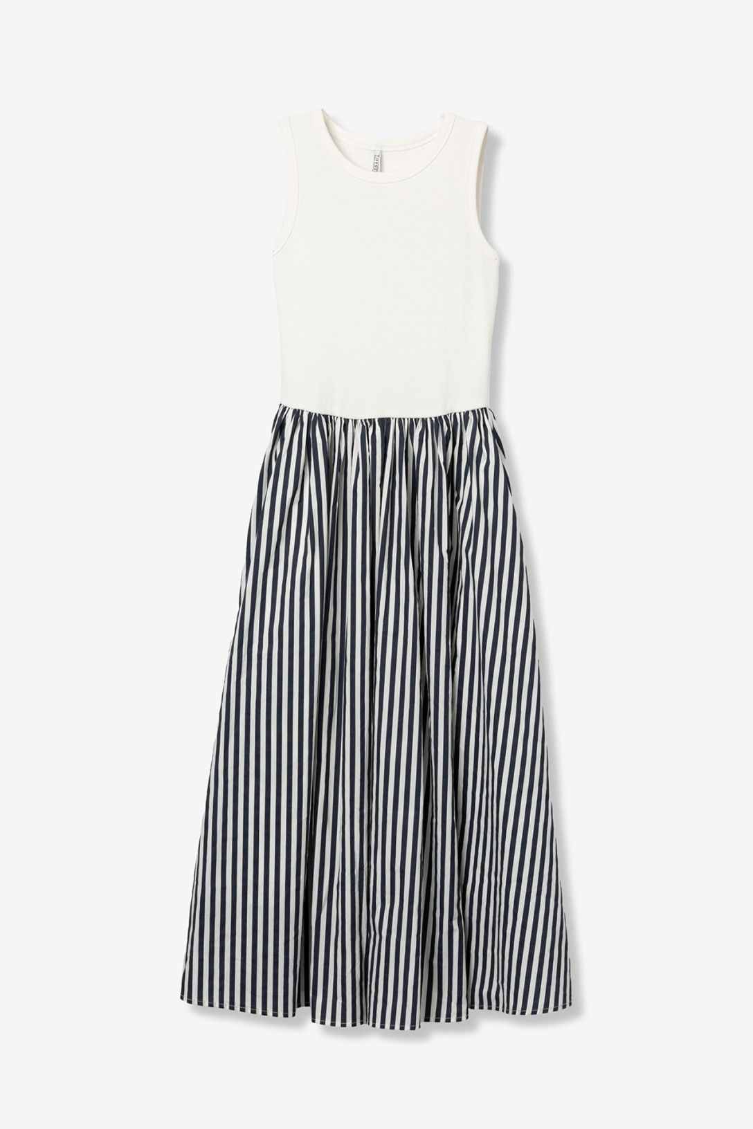  Abito donna Fiji cotone bianco blu righe - top aderente gonna svasata estivo femminile