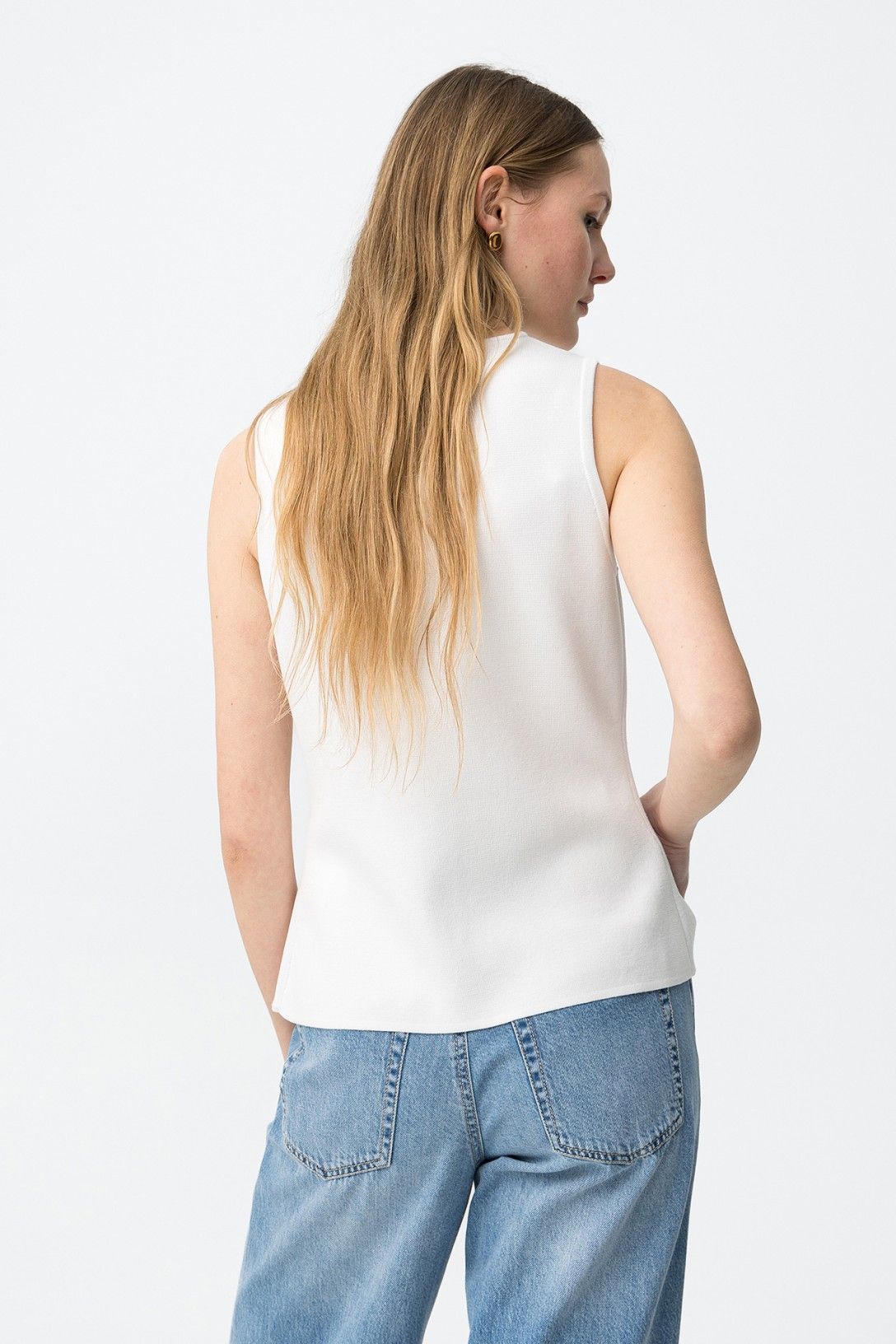 Gilet donna Fleur maglia bianco bottoni dorati Tiffosi PE 2026 - vista posteriore
