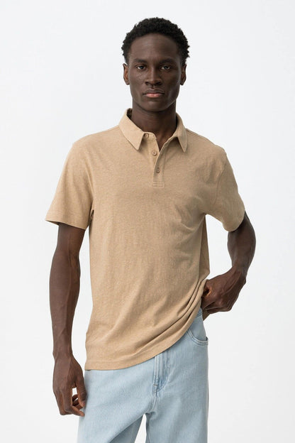 Polo uomo Forest cotone lino beige - vestibilità regolare cotone lino