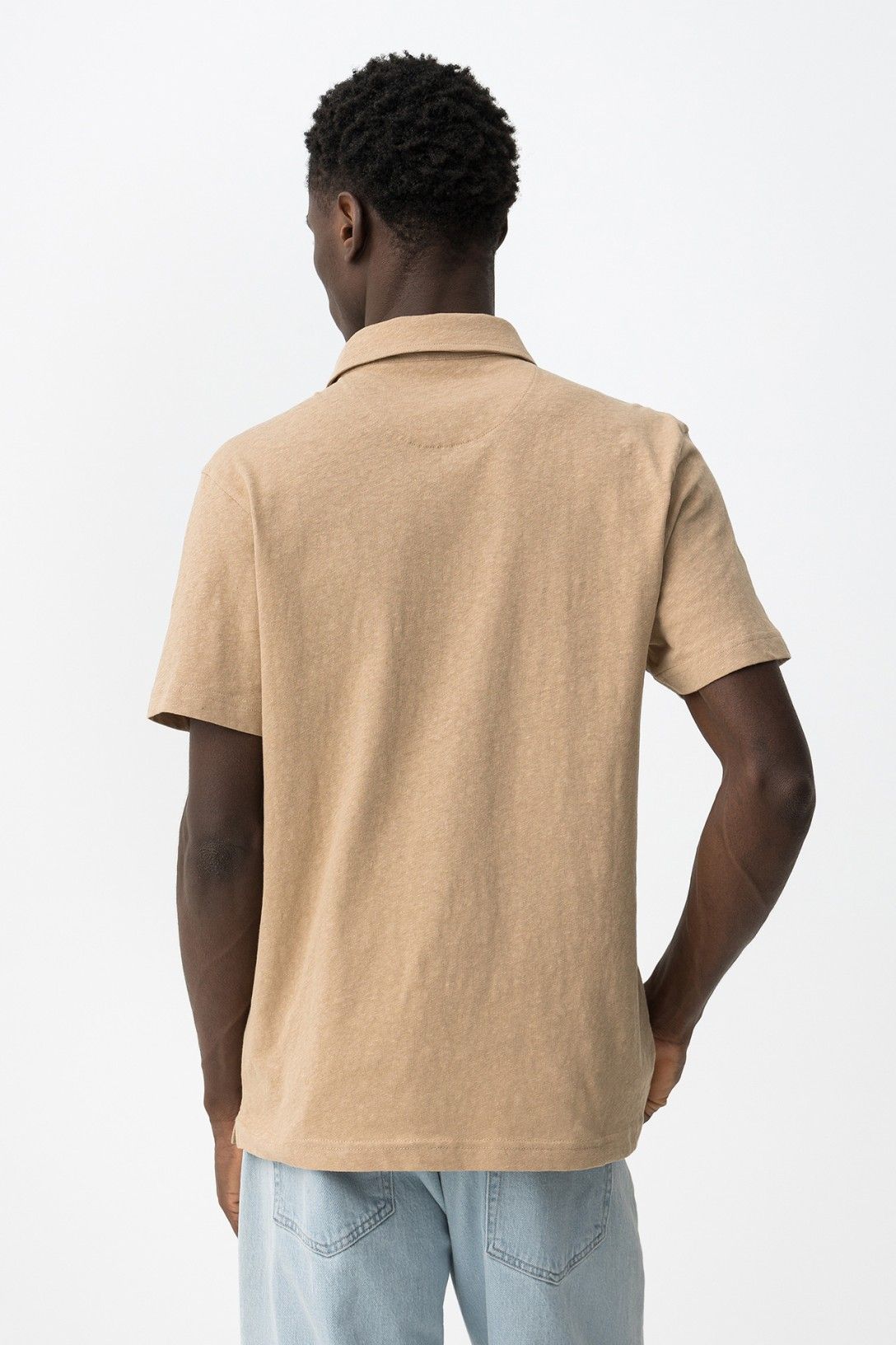 Polo uomo Forest cotone lino Tiffosi beige - vista posteriore elegante primavera estate