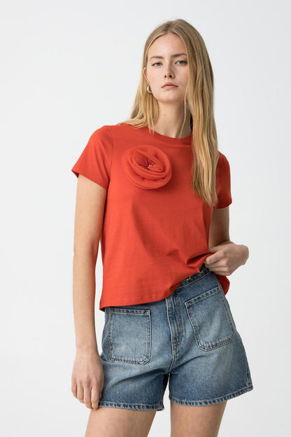 T-Shirt Gardenia Bianca & Corallo