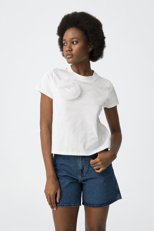 T-Shirt Gardenia Bianca & Corallo