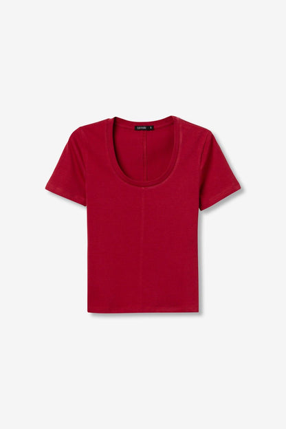 T-shirt donna Gemili Tiffosi - dettaglio tessuto cotone elastico 95% cotton 5% elastane