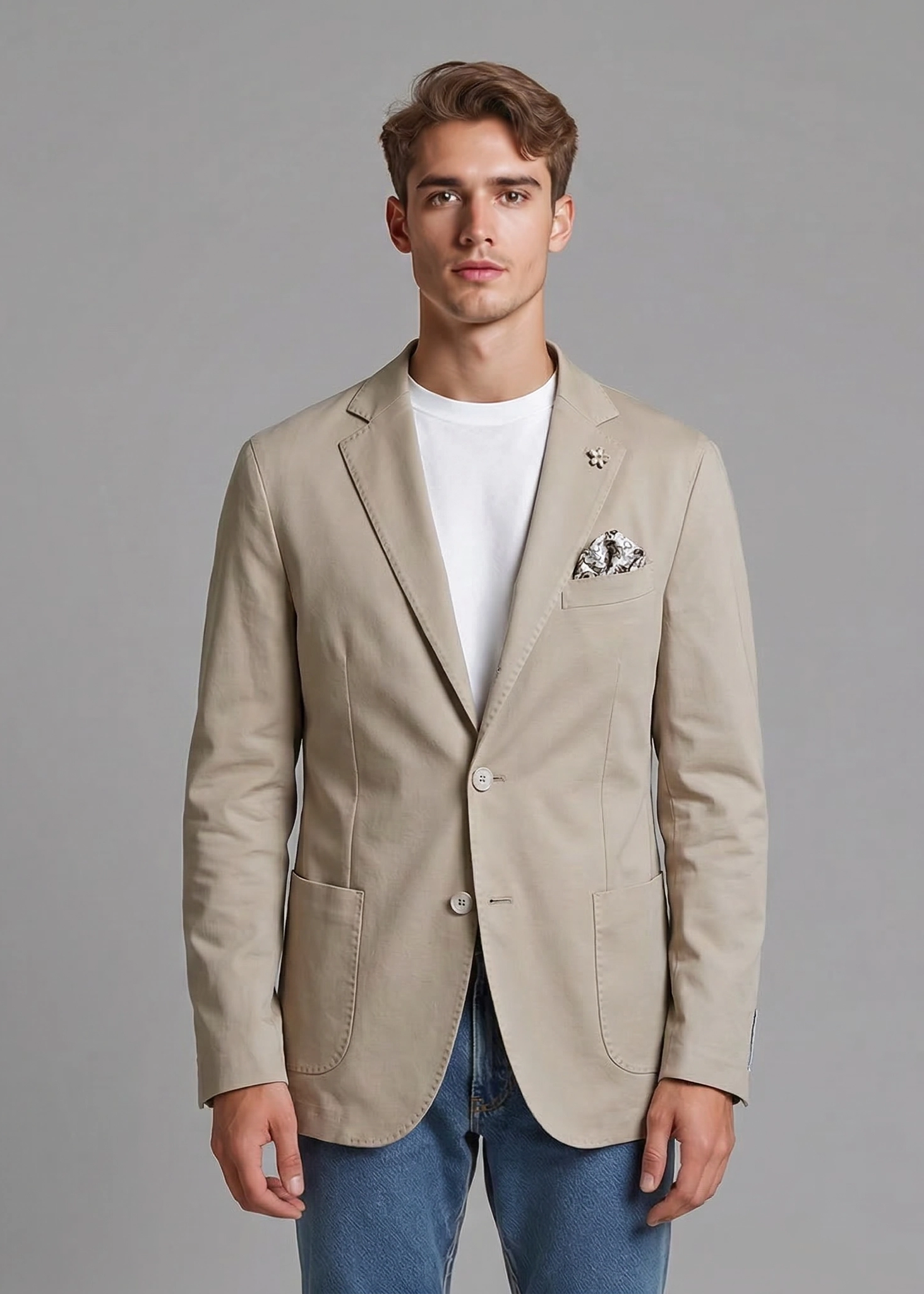 Giacca uomo punto milano safari elegante, blazer estivo made in Italy
