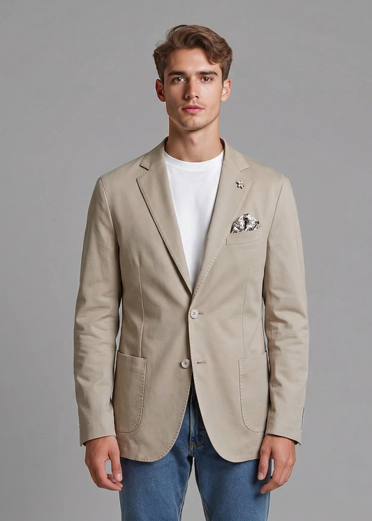 Giacca uomo punto milano safari elegante, blazer estivo made in Italy
