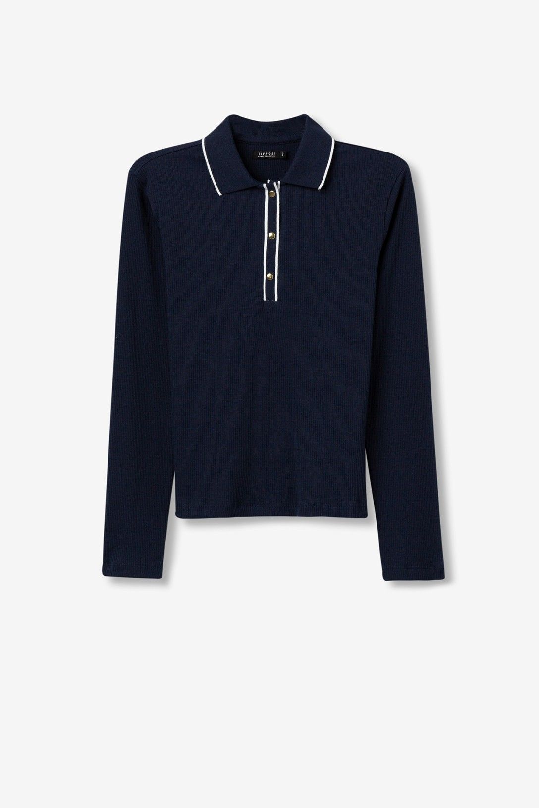 Polo Coste Glacier Tiffosi - immagine prodotto principale t-shirt blu navy a coste con colletto polo per e-commerce