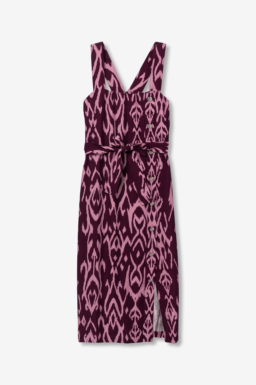 Abito donna slim fit motivo grafico con cintura regolabile - vestito viscosa elegante moderno