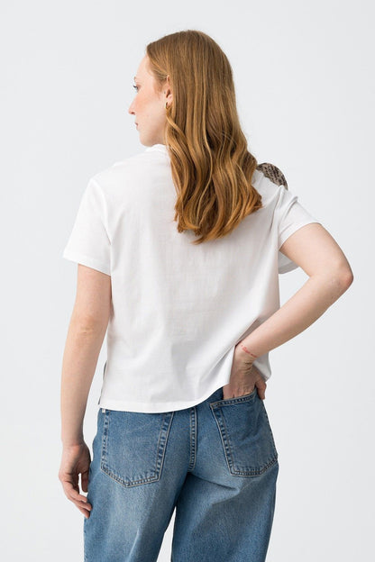 Retro t-shirt Donna Haunter Tiffosi écru in cotone naturale