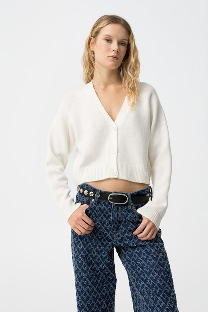 Cardigan donna Helaena panna  - vista frontale
