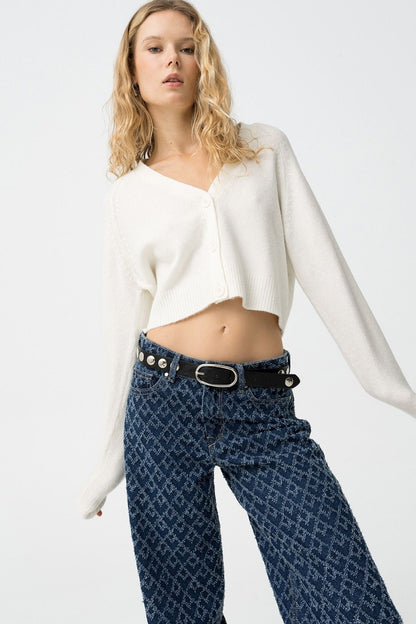 Cardigan donna lavorato a maglia Helaena panna- vista laterale
