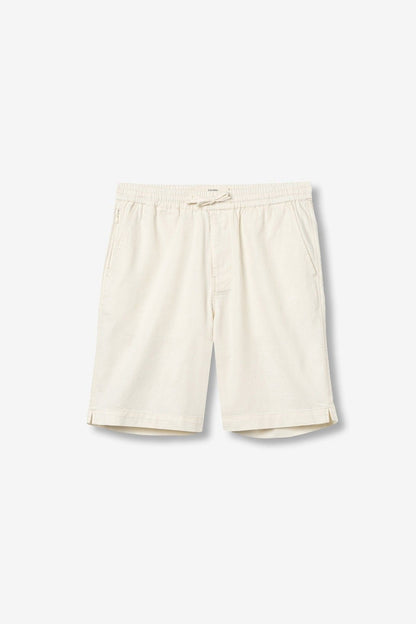 Bermuda uomo Hendrix colore panna, flat lay su sfondo bianco, elastico in vita e tasche america, 85% cotone 15% lino – Tiffosi | Frarò
