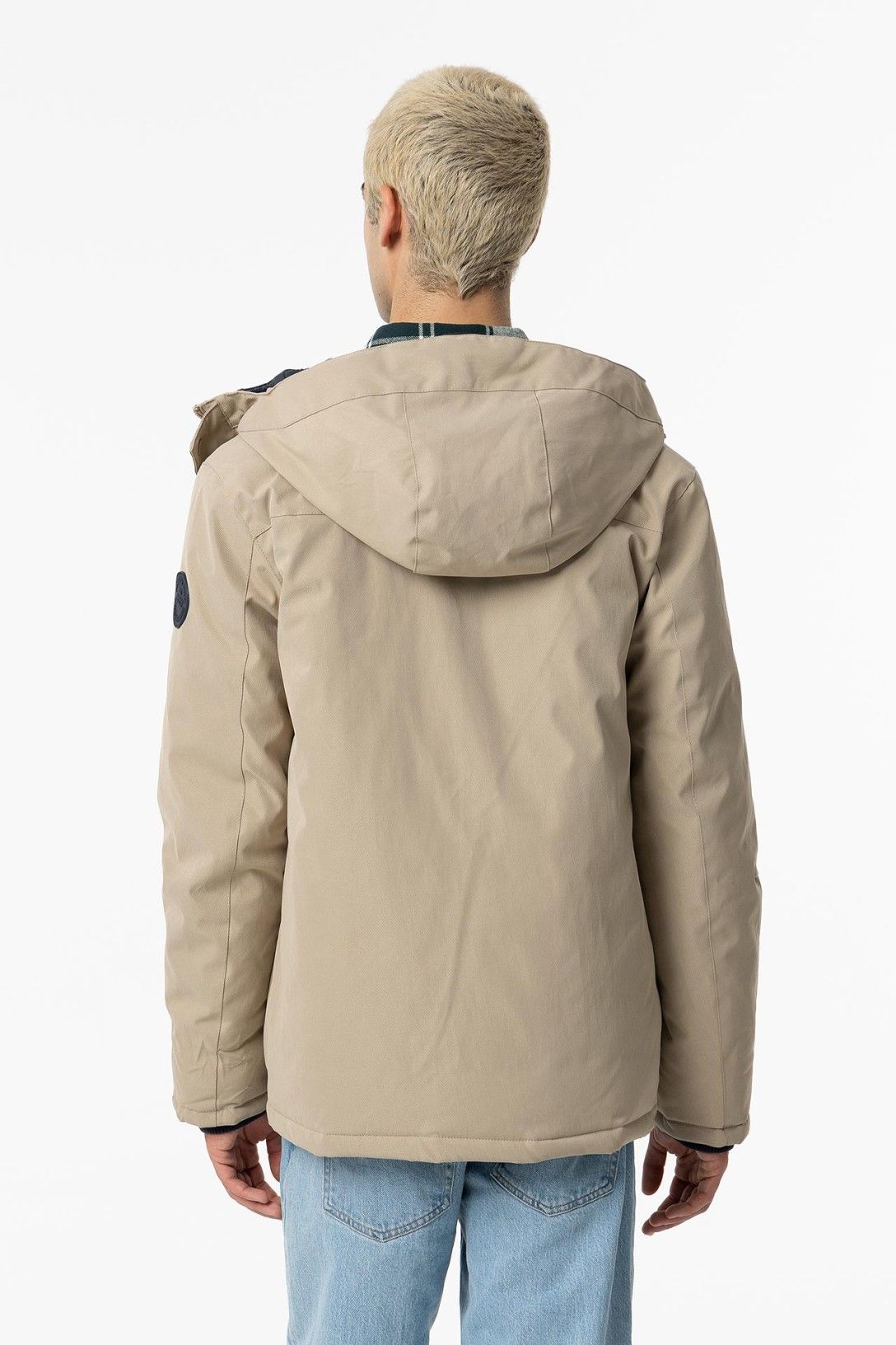 "Giubbotto Huang beige uomo Tiffosi - vista posteriore con cappuccio regolabile"
