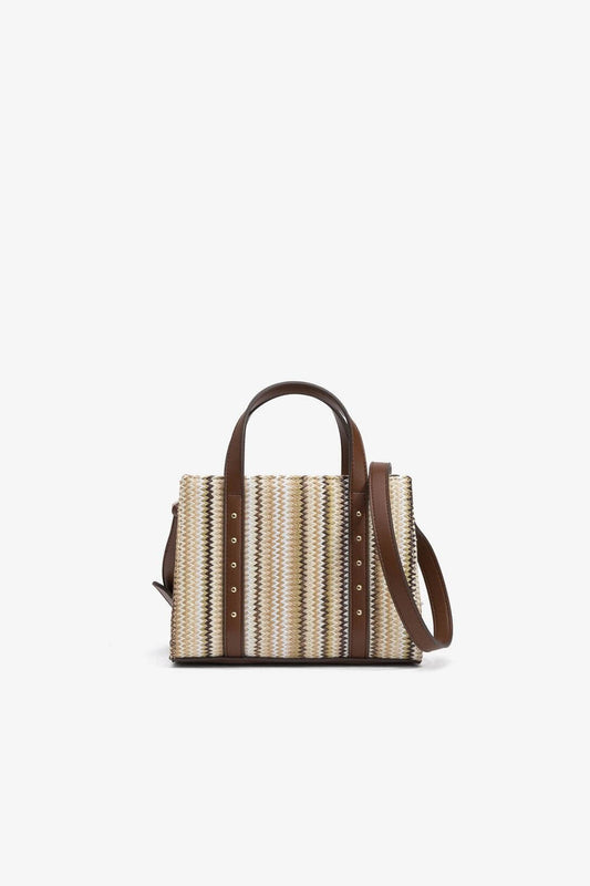 Borsa Inayah in carta intrecciata naturale — vista frontale | Frarò
