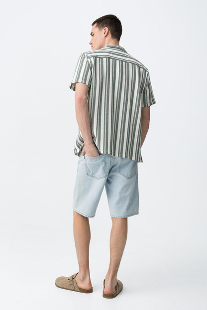 Bermuda uomo Jacob Frarò – look completo uomo estate, denim chiaro 100% cotone