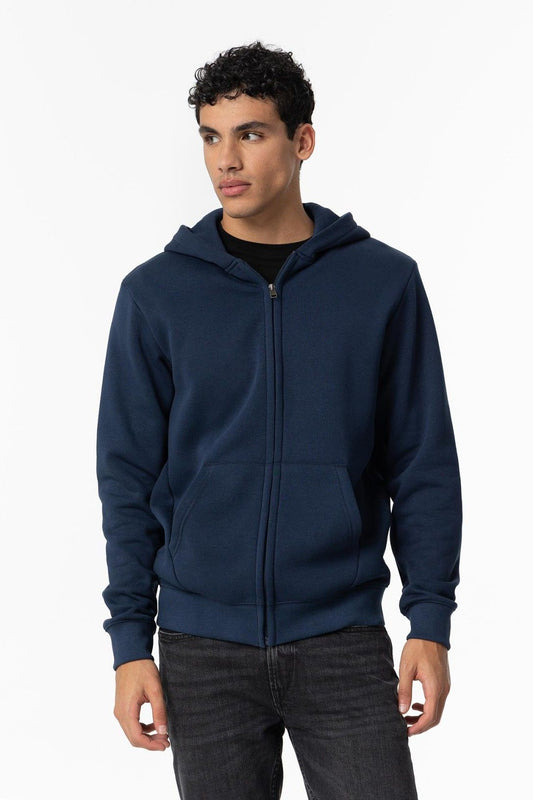 Felpa uomo James Tiffosi blu con cappuccio e zip - vista frontale
