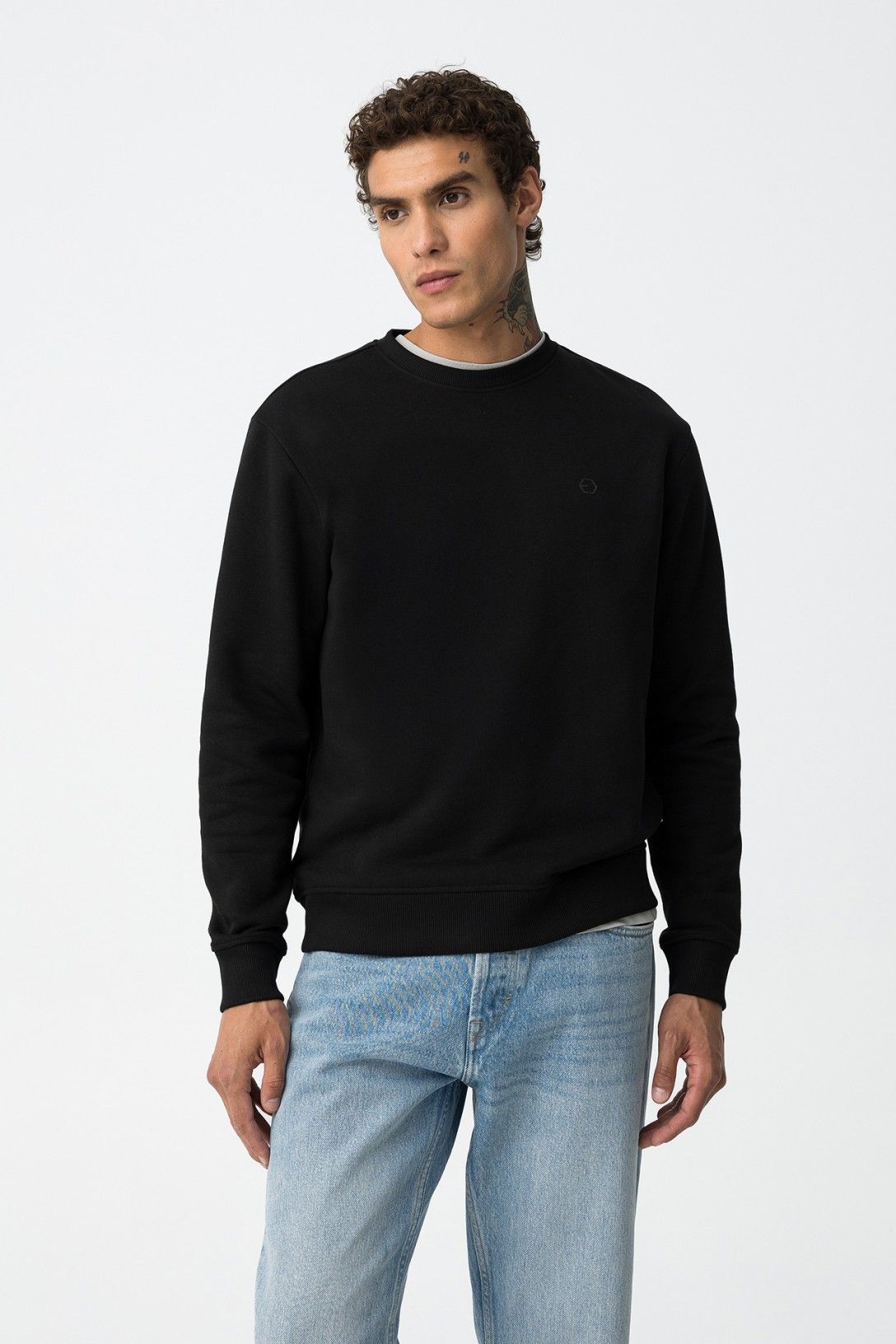 Felpa uomo Jamie nera Tiffosi - vista frontale basic maniche lunghe
