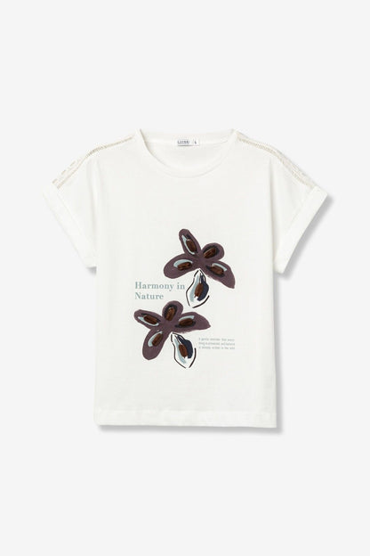 T-shirt donna Jermaine bianca – vista e-commerce, stampa grafica bianca, taglie XS–L Tiffosi
