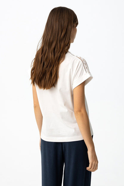 T-shirt donna Jermaine bianca – vista posteriore, vestibilità regolare, collezione estiva Tiffosi
