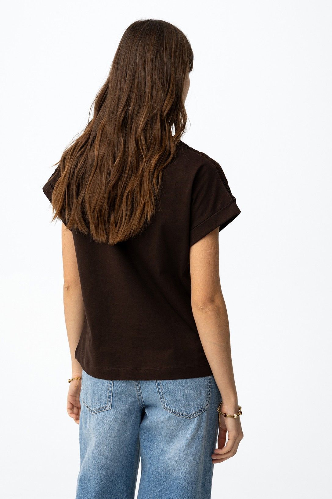 T-shirt donna Jermaine cioccolato – vista posteriore, vestibilità regolare, collezione estiva Tiffosi

