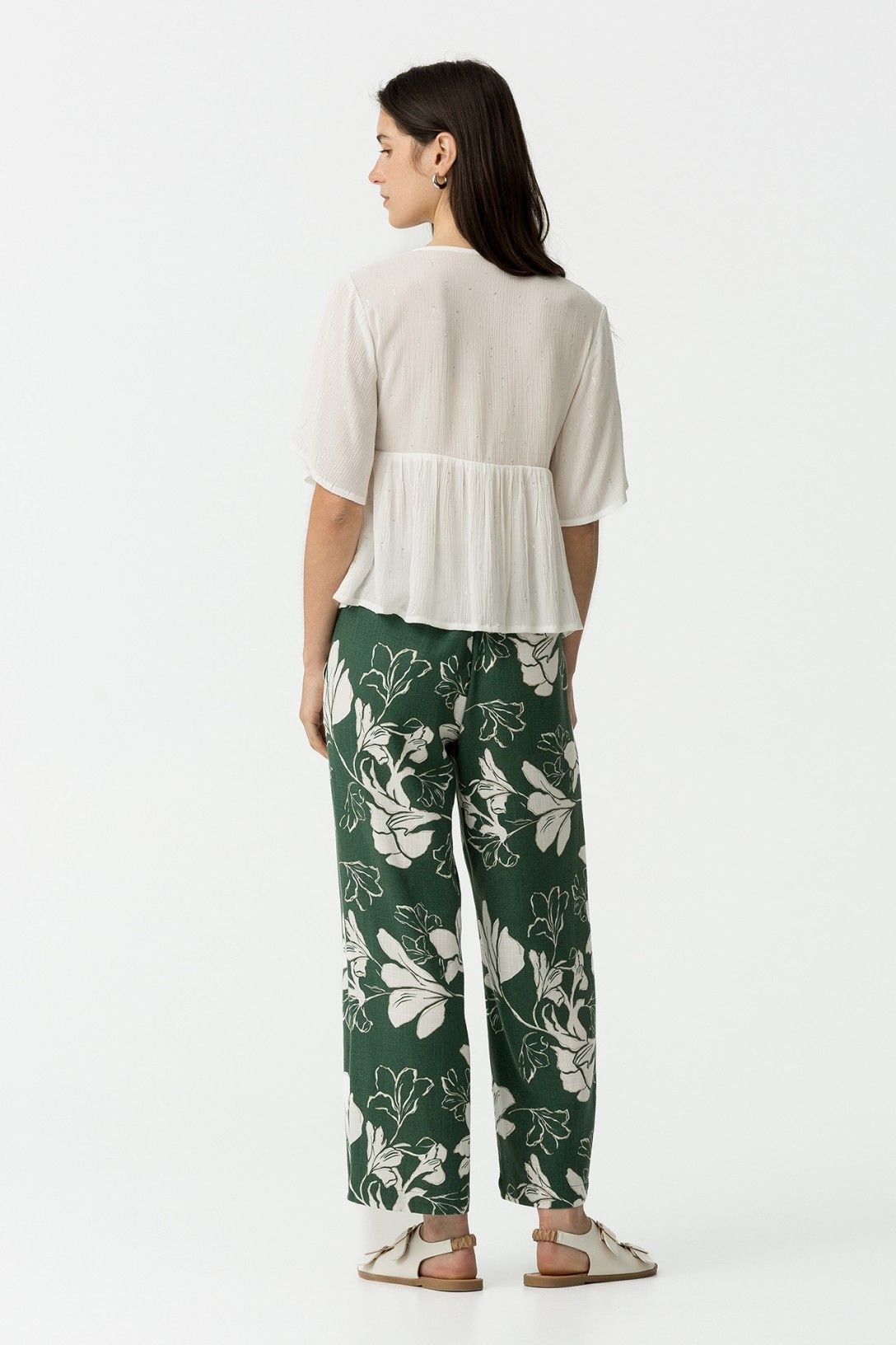 Pantalone Joana Verde Floreale (Ultimo S)