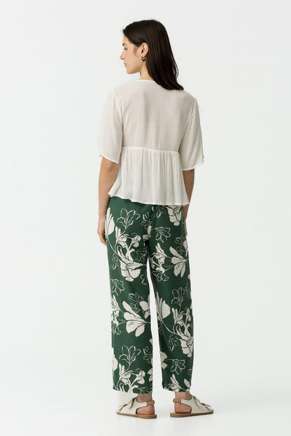 Pantalone Joana Verde Floreale (Ultimo S)