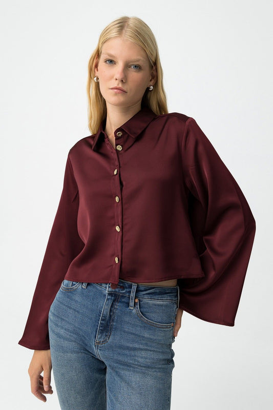 "Camicia donna Kansas raso - vista frontale elegante"