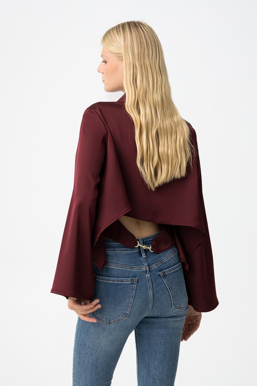 "Camicia donna raso Kansas - vista laterale vestibilità regolare"