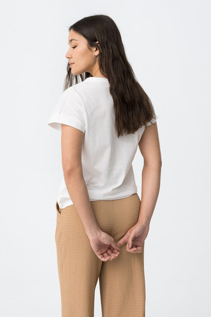 T-Shirt donna Kika cotone bianca star white - vista posteriore indossata