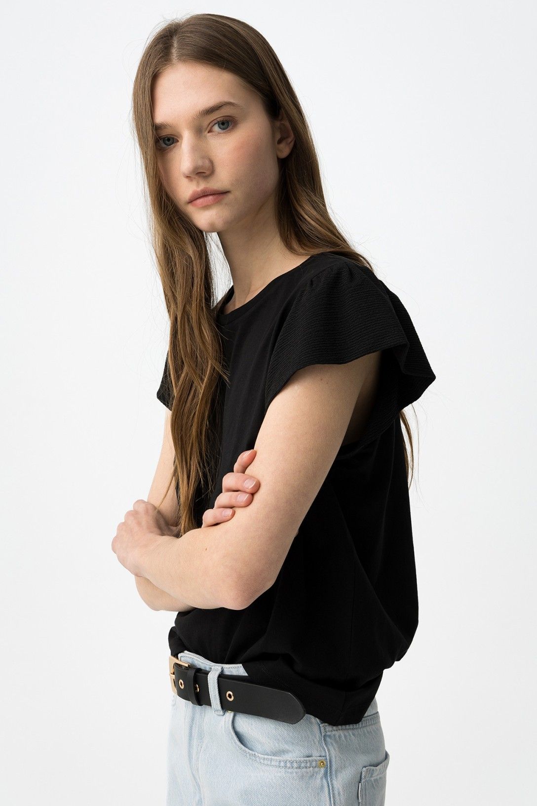 T-Shirt donna Kira Nero – vista laterale
