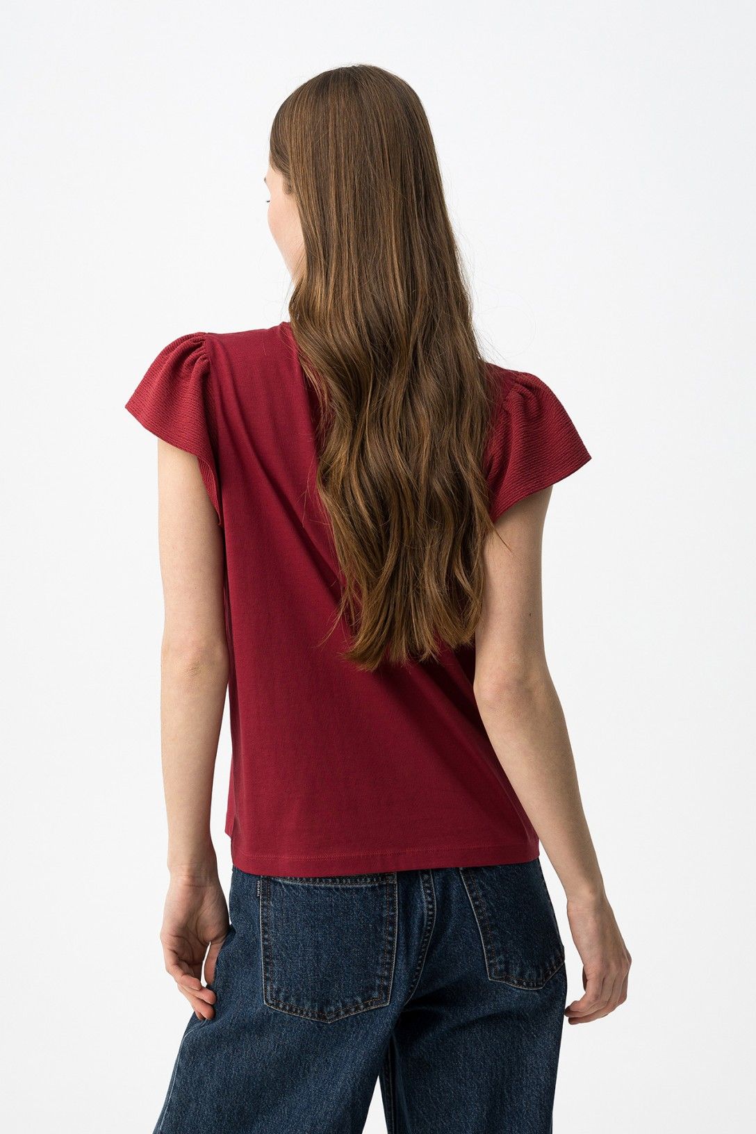 T-Shirt donna Kira Paprika – indossata modella - vista posteriore