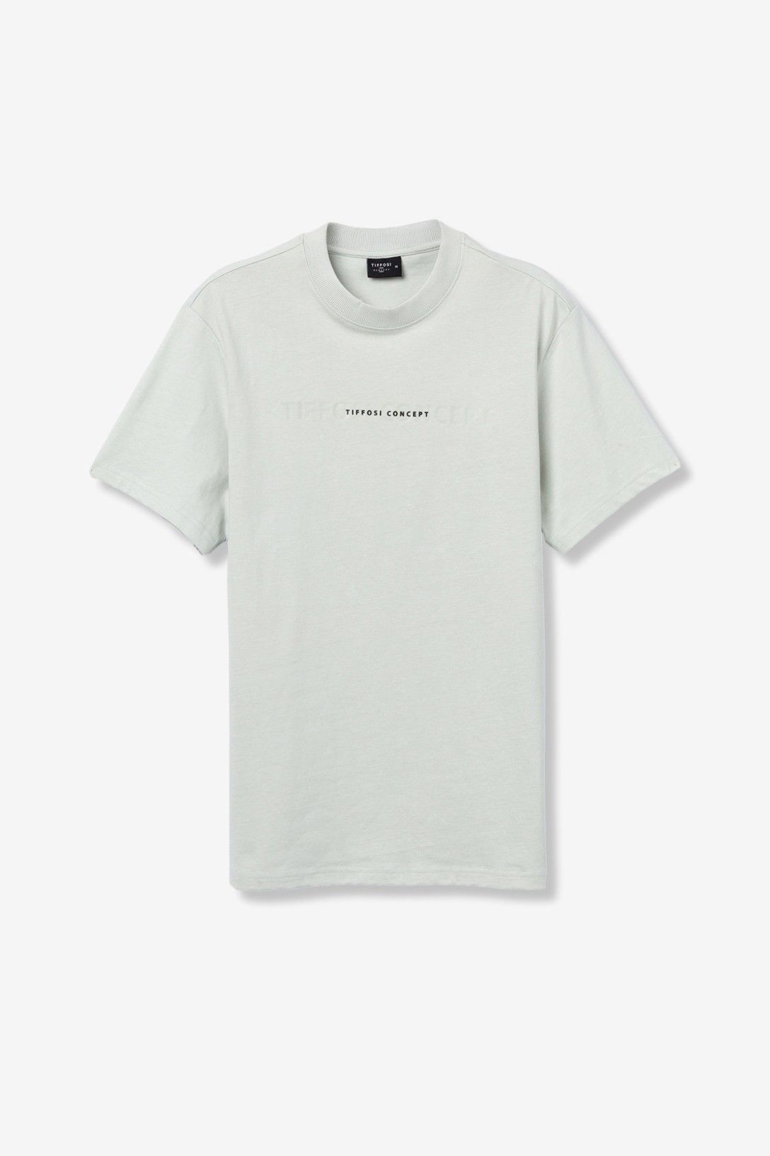 T-shirt uomo cotone slim fit verde chiaro - vista e-commerce sù sfondo neutro