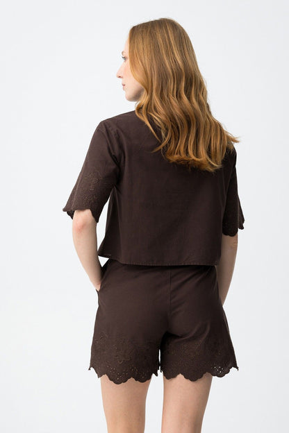 Outfit completo donna Lencastre cioccolato, vista posteriore 
