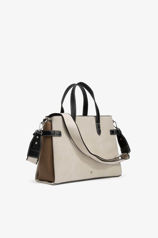 Borsa Lilith bicolore betulla e beige — vista frontale | Frarò
