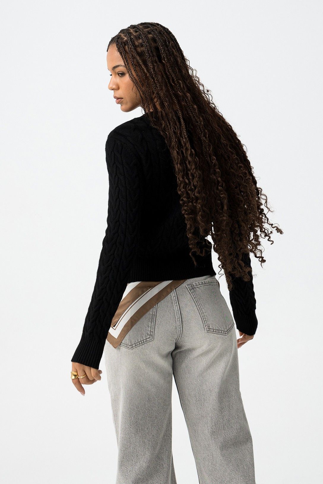 Cardigan Limnoria donna nero - vista posteriore con vestibilità slim