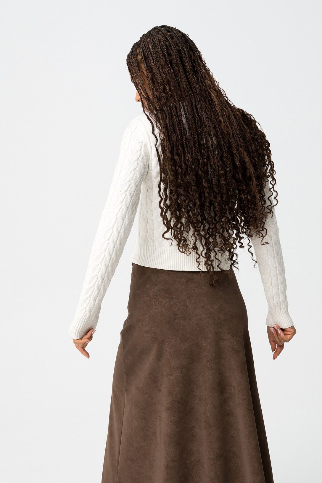 Cardigan Limnoria donna bianco - vista posteriore con vestibilità slim fit
