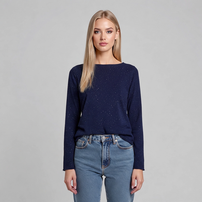 Maglia elegante lurex donna indossata - vestibilità taglia unica