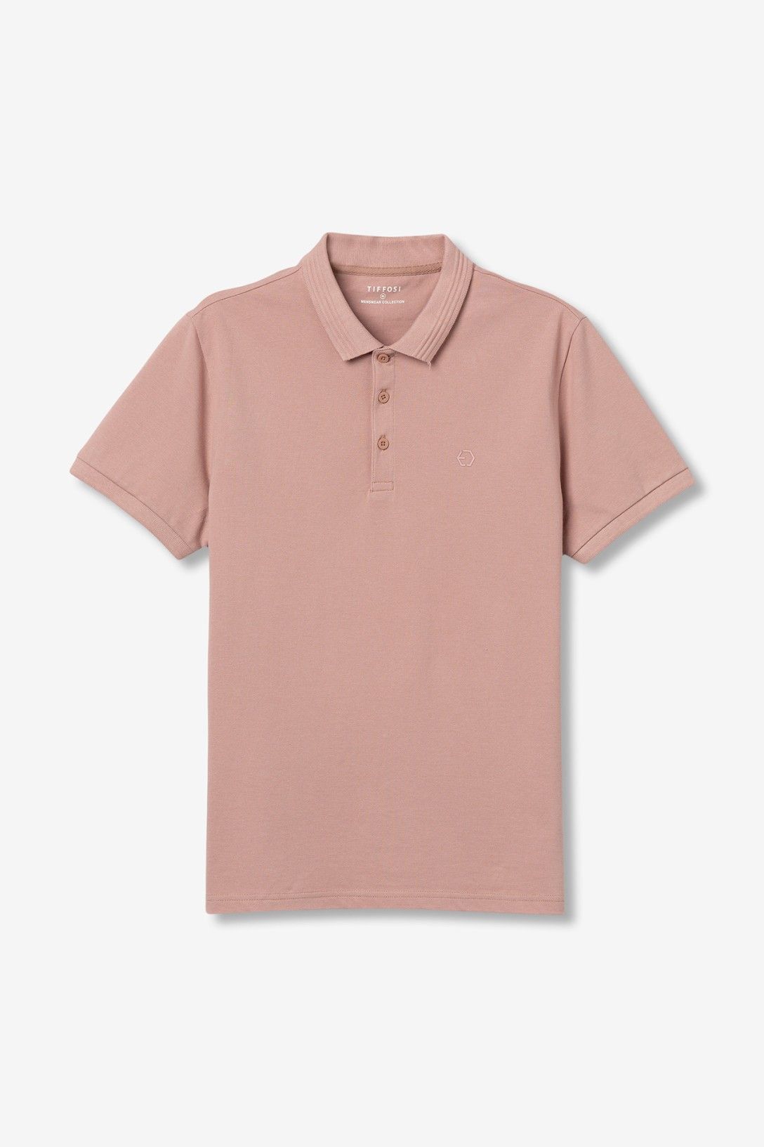 Polo Uomo Manning rosa - dettaglio colletto e bottoni qualità